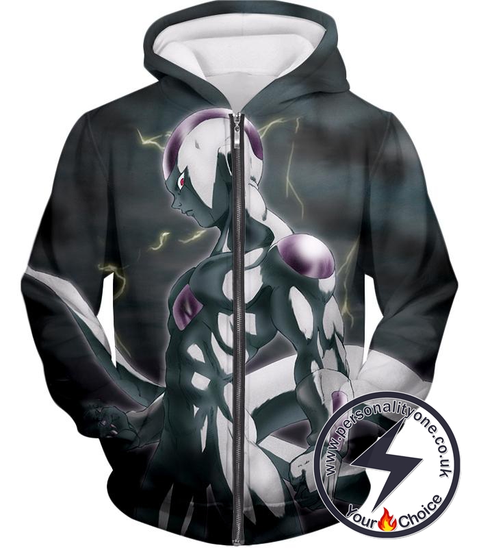 Dragon Ball Super Ultimate Villain Frieza Cool Action Black Zip Up Hoodie